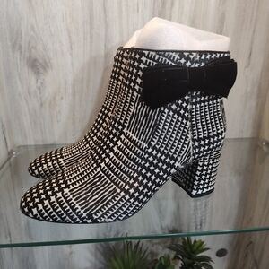 Kate Spade Holly Prince Of Whales Haircalf Bow Ankle Boots Size 8